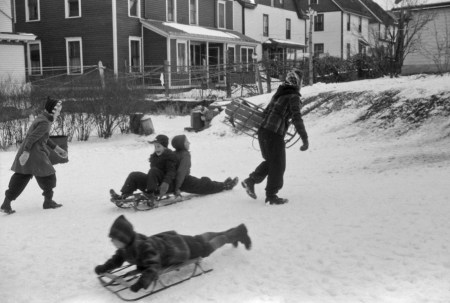 Jack Delano - Children sledding in Jewett City, Connecticut, 1940